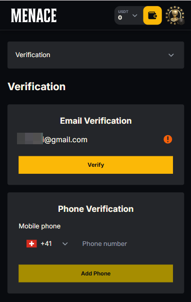 menace casino KYC verification